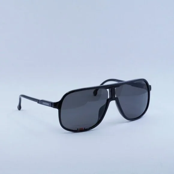 CARRERA 1047/S 0807 M9 Sunglasses Black Aviator Frame, Grey Polarized Lenses